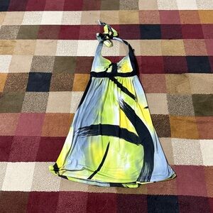 Women’s Beautiful Black, Grey & Green Mini Sundress. Size Small.